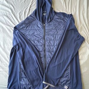 ZELOS Men’s XL Lightweight Full Zip Hoodie Pockets Quilted Front Blue